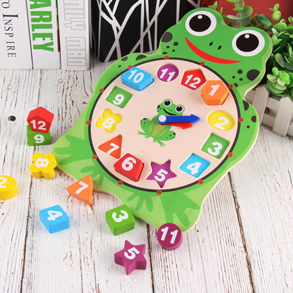 Деревянные, с животными из мультиков сортировка по форме часы Монтессори игрушки для детей цифры Обучающие, развивающие игрушки для детей