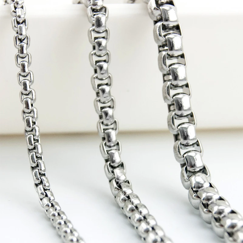 

Stainless Steel Men Chain Necklace 3/4/5mm Square Box Thick Chain Halskette Male Collier Hippop Fashion Jewelry Gift for Husband