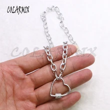 4 шт. циркониевое серебряное ожерелье с подвеской в форме сердца кулон ожерелье высокое качество Ювелирная цепочка ожерелье 3517