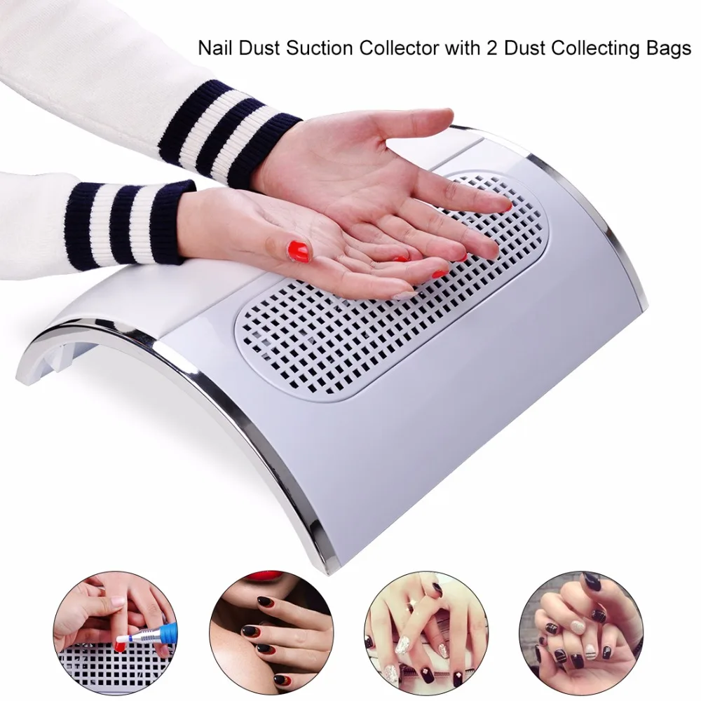 Biutee Powerful Nail Dust Suction Collector with 3 Fan Vacuum Cleaner Manicure Tools with 2 Dust