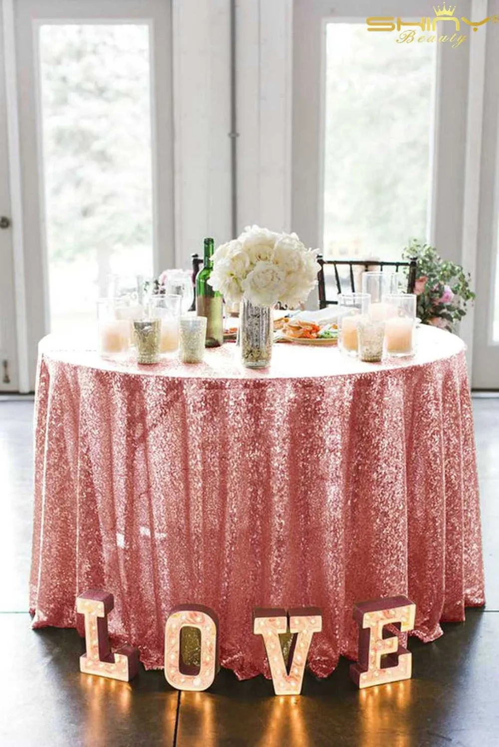 

2018 New Sparkly Sequin Tablecloth 60in Round Wedding Party Pink Gold Silver Champagne Colorful Table Cloth Decoration Bling Ta