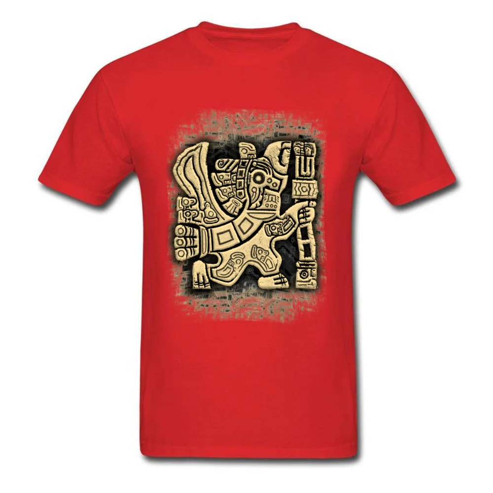 Family Aztec Eagle Warrior Crazy T Shirts Crew Neck Cotton Men Tops Shirts Short Sleeve Summer Fall Crazy Sweatshirts Aztec Eagle Warrior red