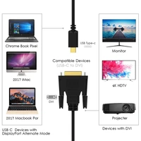 ל usb Usb C ל- DVI (24 + 1) כבל מתאם, Usb3.1 מסוג C / Thunderbolt 3 ל- DVI 4Kx2K @ 30Hz עבור Macbook, Macbook Pro / Imac, Chromebook Pixel (4)