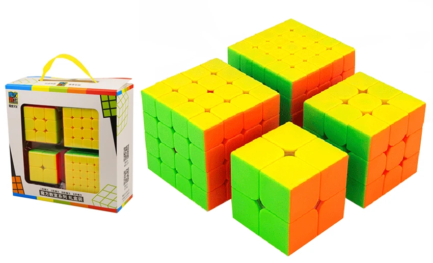 Набор скоростных кубиков, Moyu Mofang Jiaoshi MF2S 2x2 MF3S 3x3 MF4S 4x4 MF5S 5x5 Stickerless Magic Cube 234 набор с подарочной коробкой