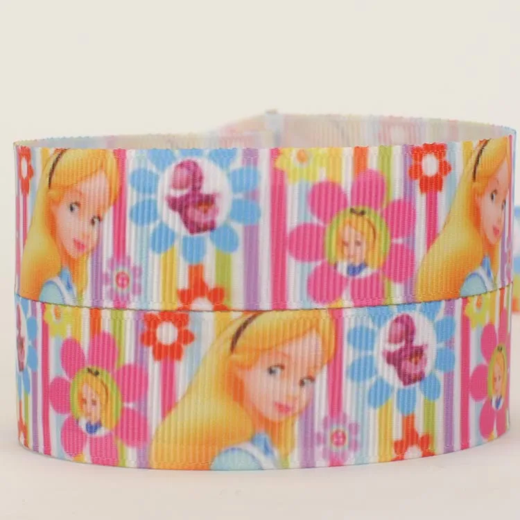 7/8 &quot(22 мм) Красивая Алиса принцесса Печать grosgrain лента бесплатная доставка|printed