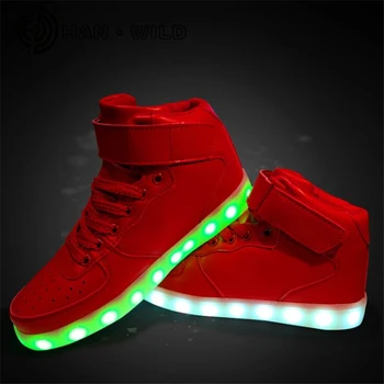 

Adult Melbourne Shuffle Shoes Zapatillas Deportivas USB Charger Led Light Shoes Colors Flashing Men Leather Casual Shoes