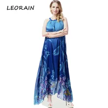 6XL Plus Size 2017 New Women Summer Bohemian Sleeveless Print Chiffon Maxi Long Boho Dress LEORAIN