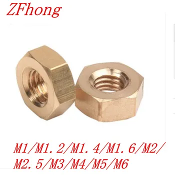 

50pcs Metric Thread M1/m1.2/m1.4/m1.6/m2/m2.5/m3/m4/m5/m6 Brass Hex Nuts DIN934 Hexagon Nut Screw Nut
