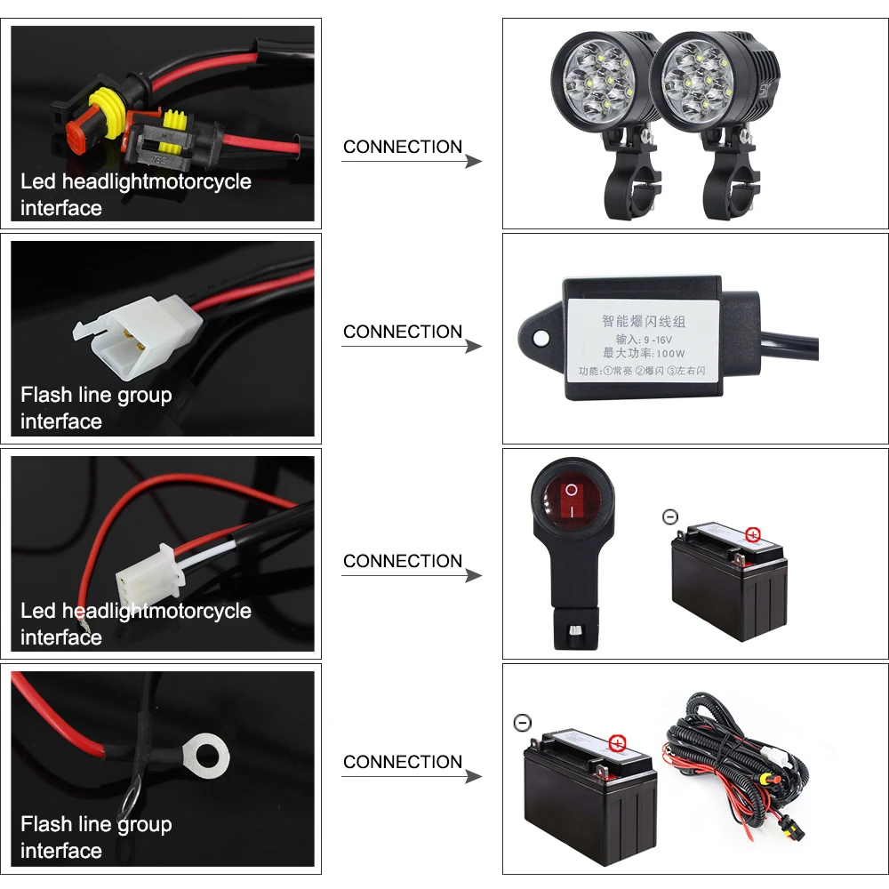  Double Colors led strobe motorcycle headlight Fog DRL lamp car Universal Motorbike ATV bulb High Br - 33006199637
