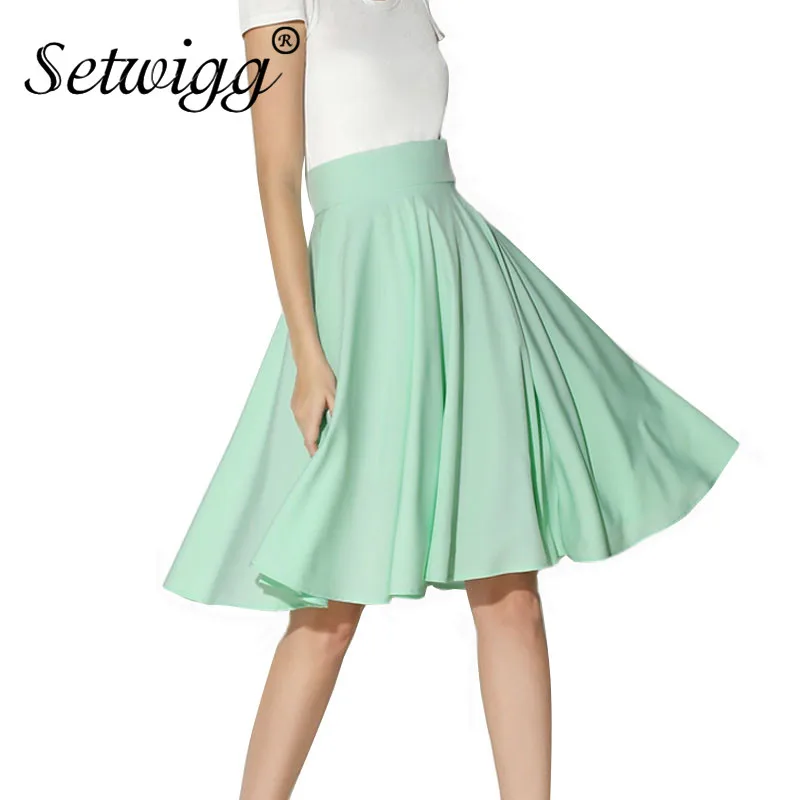 SETWIGG Womens Polyester Pleated & Flared Summer Knee Length Skirts