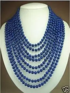 

shipping T15 8 rows Charming 6mm blue lapis lazuli beads necklace