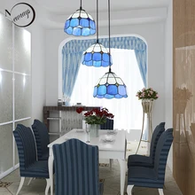 Пасторальный Лофт современный синий стеклянный подвесной светильник светодиодный E27 Винтажный стиль ар-деко подвесной светильник для гостиной спальни кухни ресторана