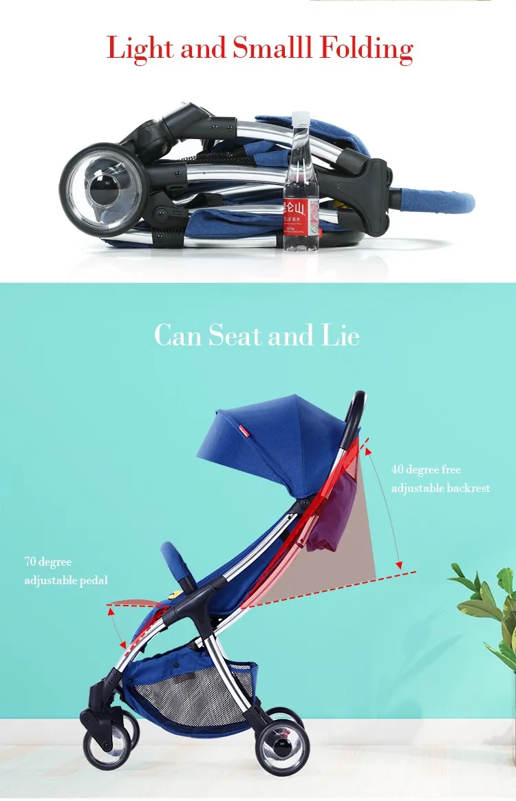 Playkids Baby Stroller ultra-light weight folding travel Baby portable 2-in-1 stroller on the airplane