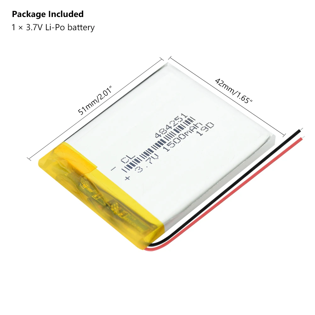 

3.7V 1500mAh 484251 Lithium Polymer Rechargeable Battery Li-Po ion For e-books bluetooth MP4 MP5 GPS PSP mobile Pocket PC