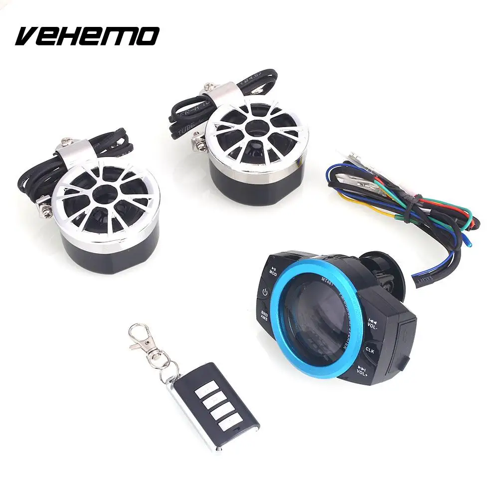 Vehemo with Remote Control Music Player Motorcycle MP3 Speaker FM ...