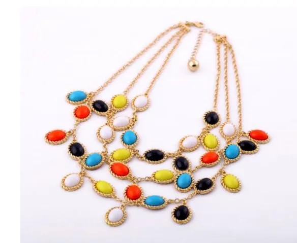

Luxurious Shining All Match Candy Color Sweet Girl Multi layer Gem Necklace N834