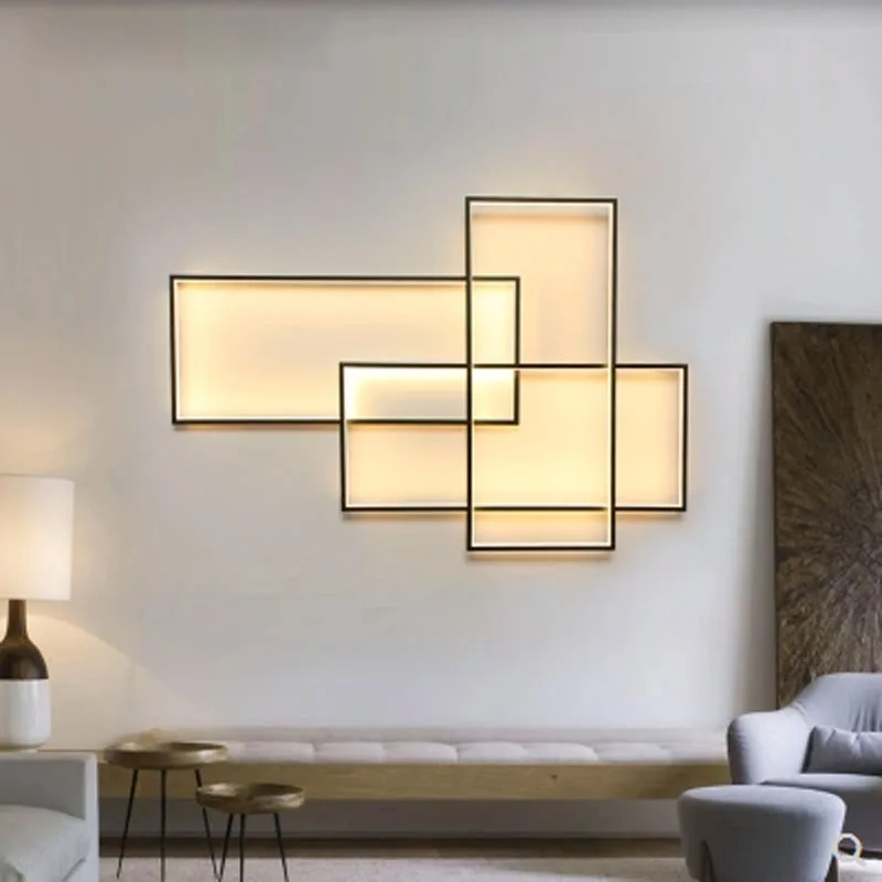 

Modern minimalist square alluminum LED wall lamp dual-use creative geometric remote control dimmable wall sconce lighting lamp