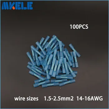 

100pcs Insulated Heat Shrink Butt Connectors Wire Electrical Crimp Terminals 16-14AWG Kit