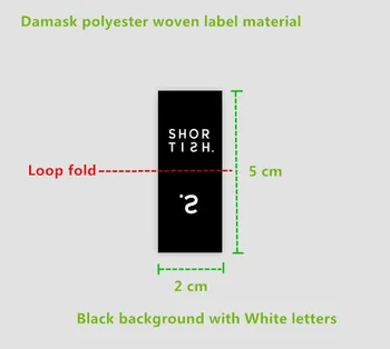 

1000PCS Custom Black damask polyester cloth woven label loop fold 2 * 5 cm