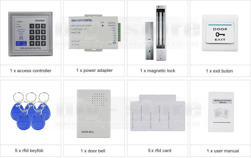 Diysecur RFID Клавиатура с дверной звонок Кнопка Управление доступом безопасности Системы полный комплект + 280 кг магнитный замок kd2000