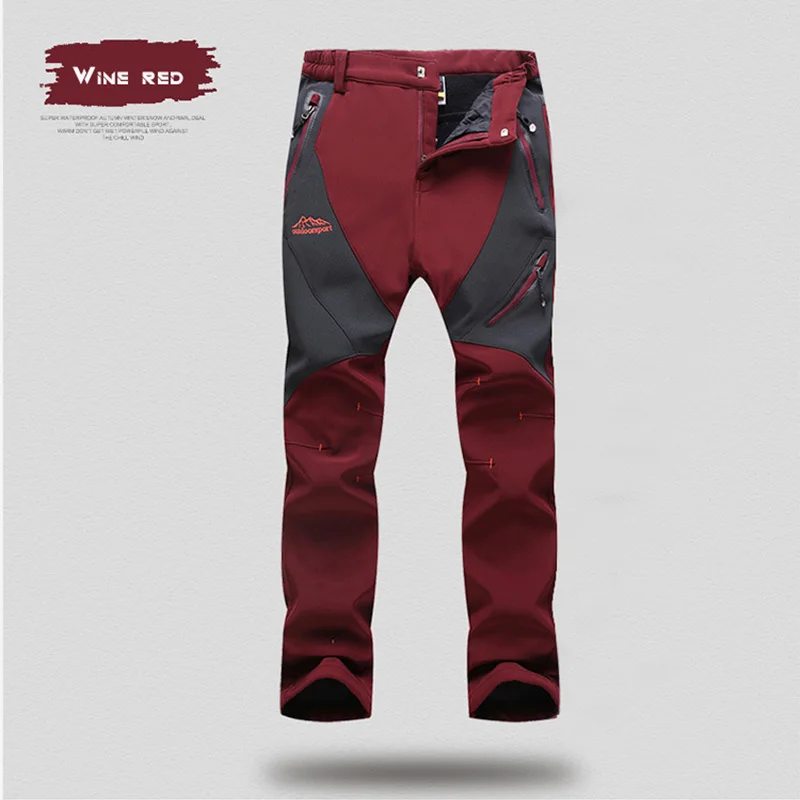 CCIVICFREE las mujeres invierno impermeable Camping Trekking pantalones de lana pantalones de senderismo al aire libre pantalones de escalada esquí Softshell pantalones de viaje