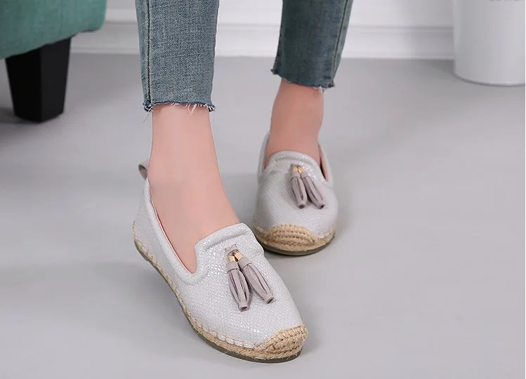 QQ20180625-184858.Women Flats Shoes Spring Autumn Fisherman Shoes Flock Lazy Loafers Fringe Women Casual Single Shoes