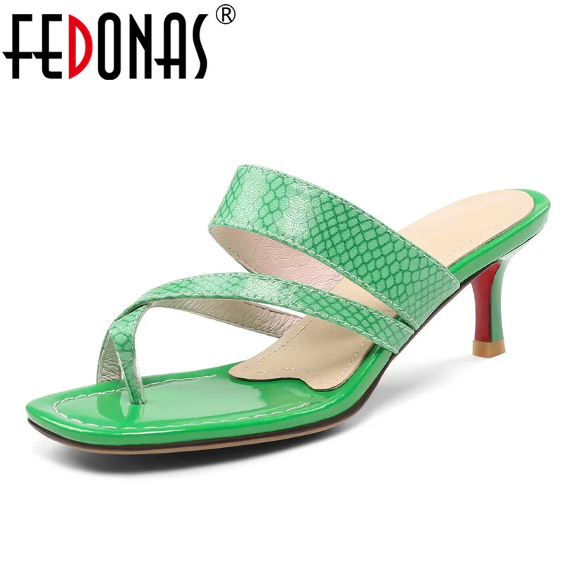 

FEDONAS Fashion Rome Women Sandals Summer New High Heels Shoes Woman Genuine Leather Square Toe Shoes Party Night Club Shoes