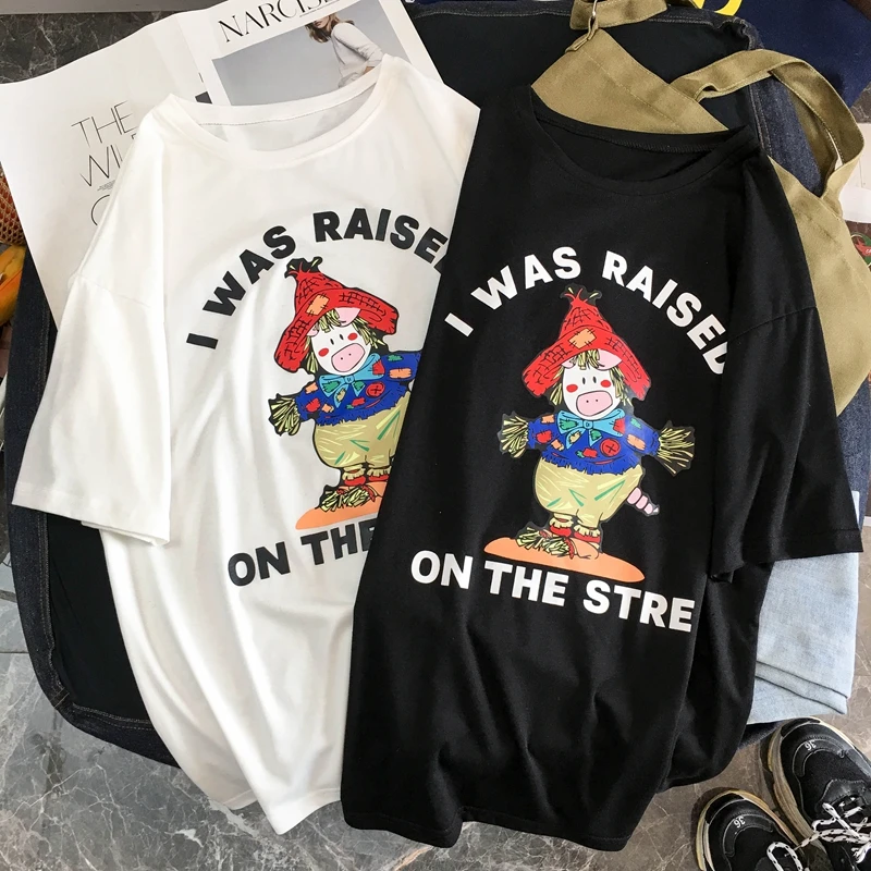 Женская футболка в стиле 90 Kawaii, повседневные топы, летняя хлопковая уличная футболка с коротким рукавом, Harajuku, винтажная Эстетическая футболка, женская футболка с принтом