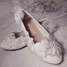 Сладкие цветы свадебные туфли женские большие размеры 41, 42, 43 ручной работы Романтичная невеста на плоской подошве свадебные туфли леди девушки цветка туфли на плоской подошве