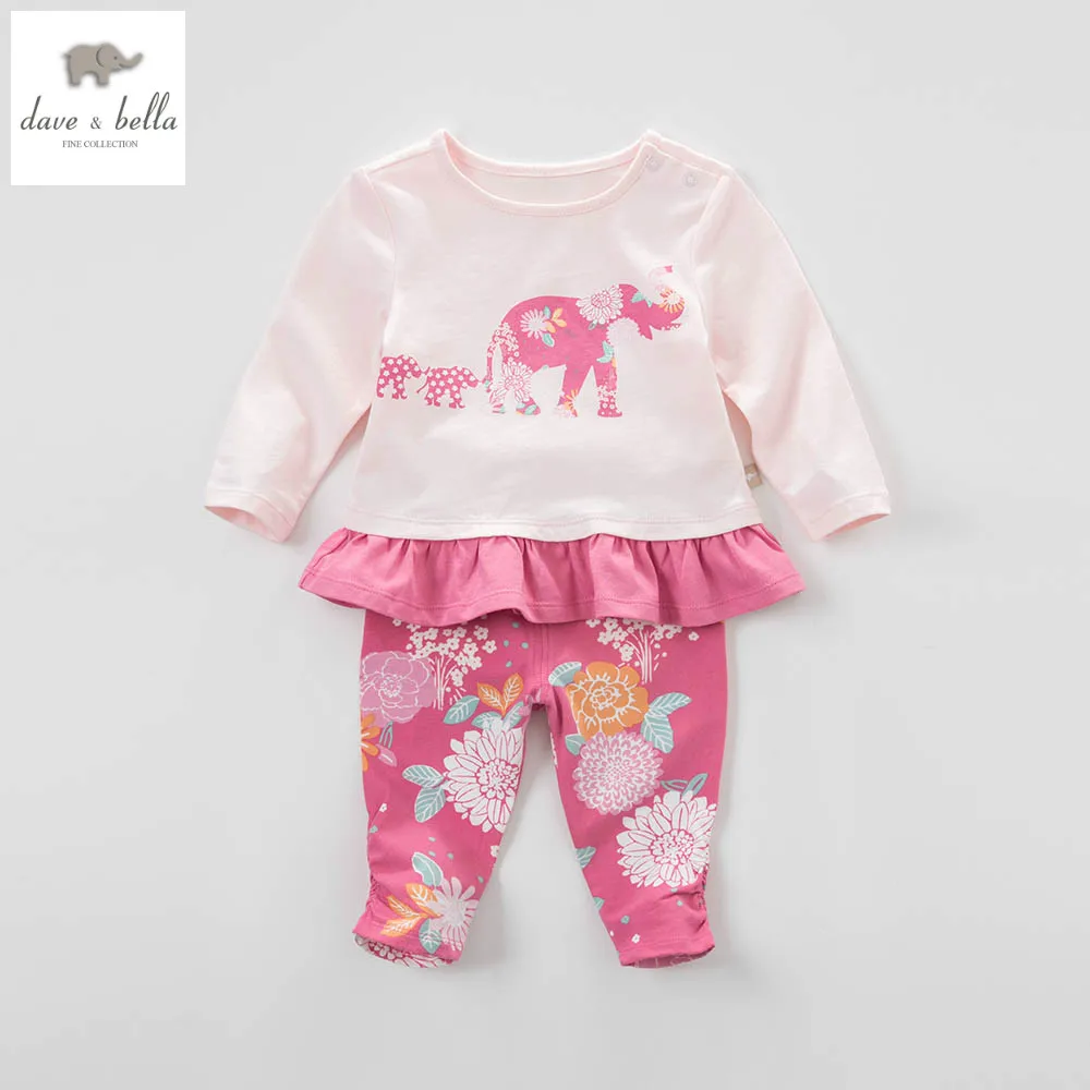 DB4477 dave bella spring baby girls elephant floral clothing sets kids