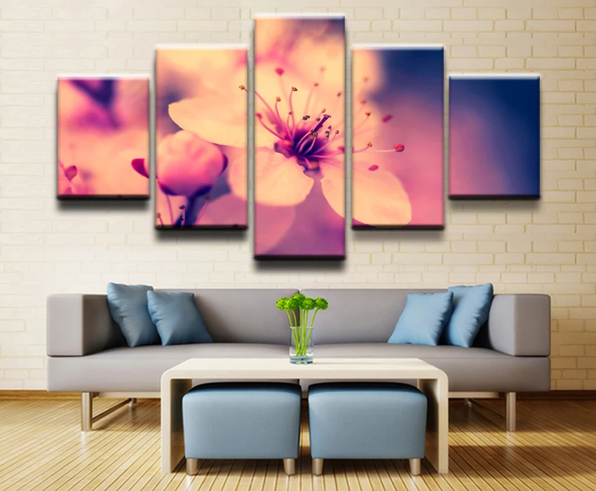 Modern Wall Art Pictures Home Decor HD Prints Canvas Framework 5 Pieces Blossom Flower Pastel Retro Paintings Modular Poster | Дом и сад