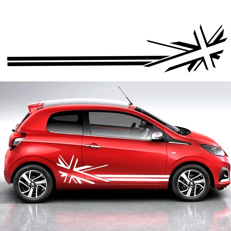 Для Peugeot 107 & 108 019 207 208 Флаг Союза Джек гоночные полосы графические наклейки