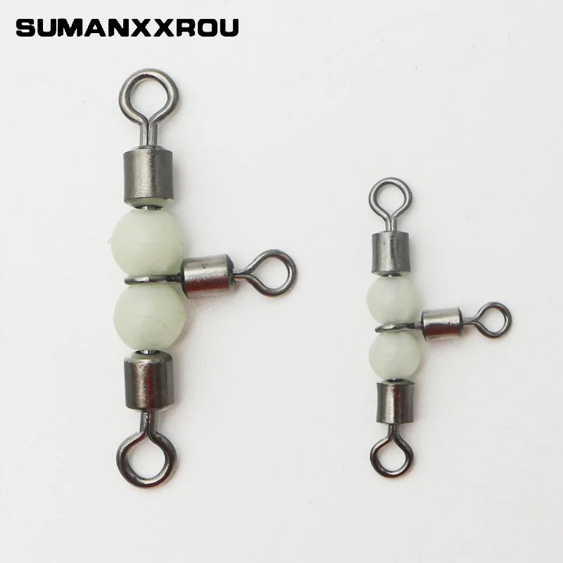 5pcsCross line Fluorescent Beads With Swivel Luminous Deep Sea Fishing