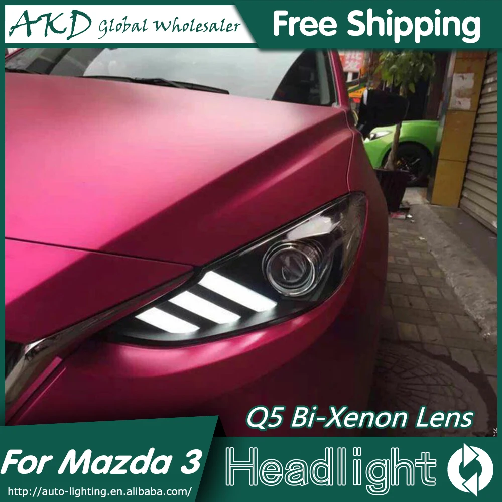 AKD автомобильный Стайлинг для Mazda 3 фары- новинка Мазда 3 Axela светодиодный фонарь DRL Bi Xenon объектив Высокий Низкий луч парковка противотуманная фара