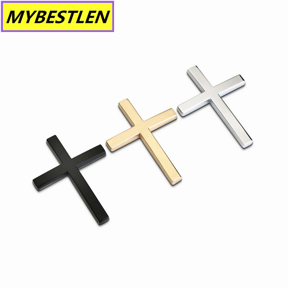 

GR-EB44 New Cross Chrome 3D Metal Car Emblem Automobie Motorcycle Badge 3M Sticker Logo Jesus Religious Accessories Car Styling