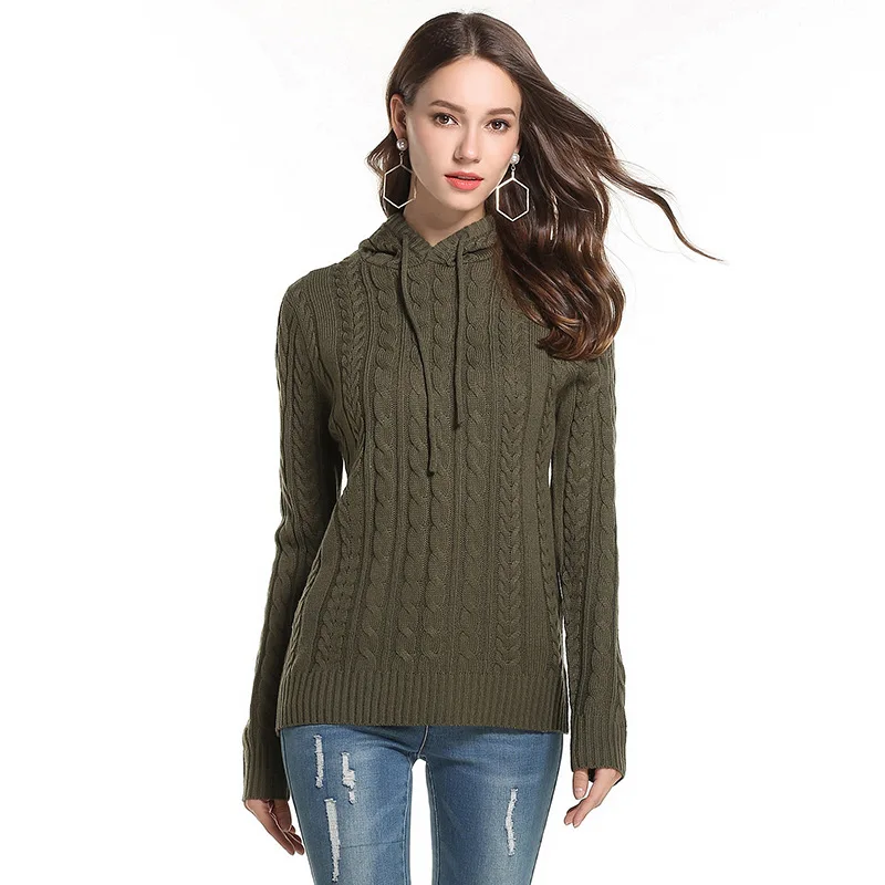 2018 Autumn Knitted Hooded Sweater Women Casual Pullovers Ladies Long Sleeve Knitted Tops 2018 Autumn Knitted Hooded Sweater Women Casual Pullovers Ladies Long Sleeve Knitted Tops