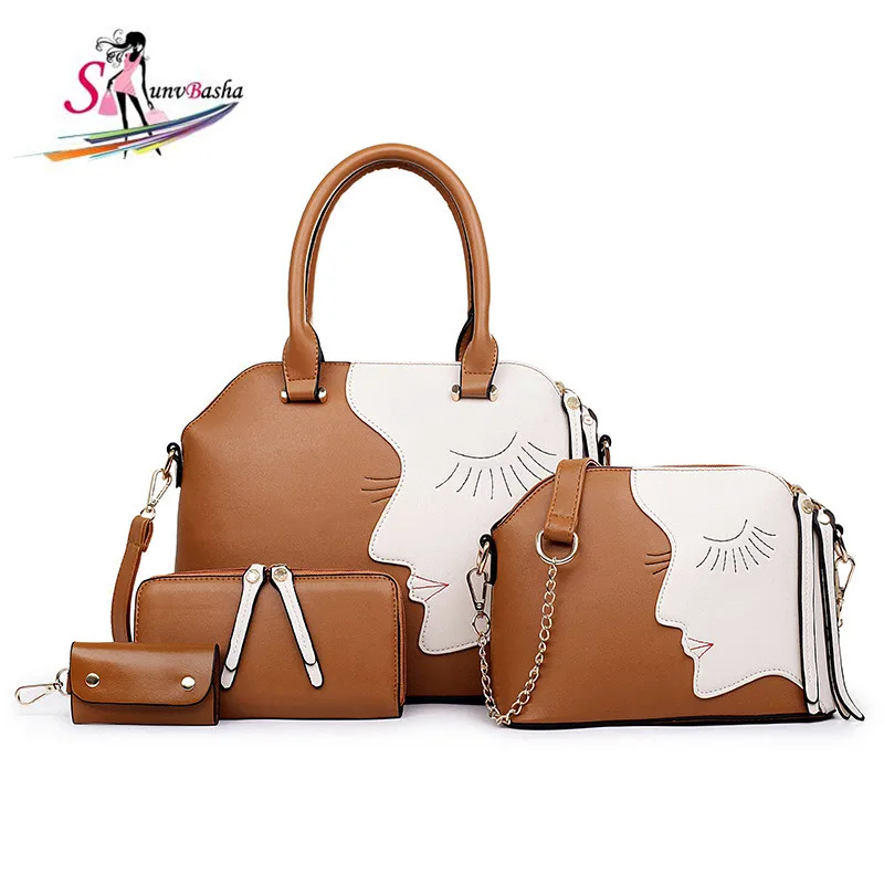 Brand Sale Bags 2017 New European American Luxury Handbags Four Sets Of Smiling Face Stitching Women