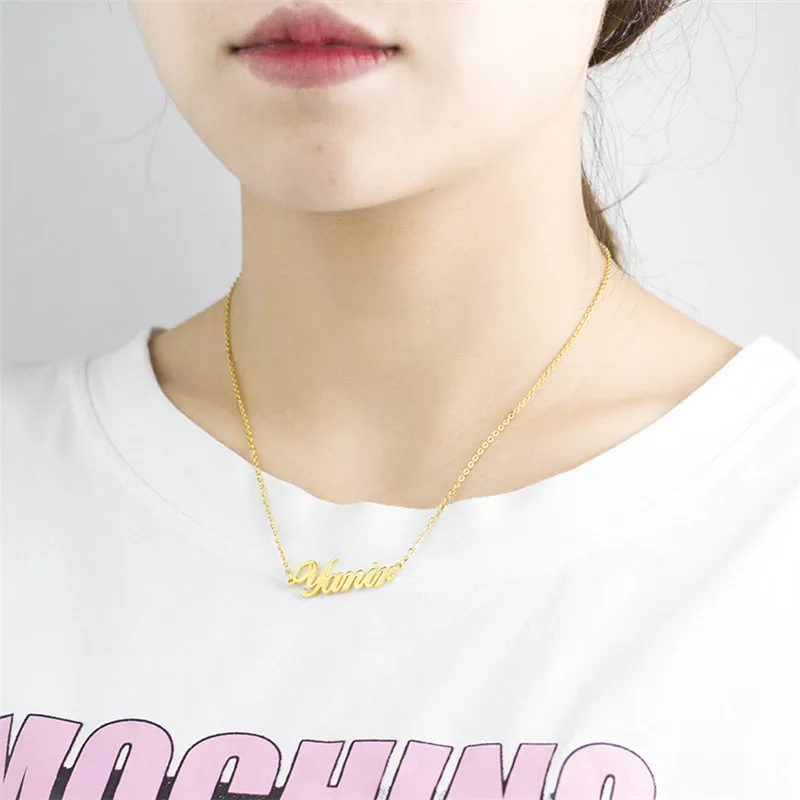 Dianshangkaituozhe персонализированные настроены имя Ожерелья для мужчин Популярные, женская обувь подарок к празднику розовое золото Мода ID Цепочки и ожерелья