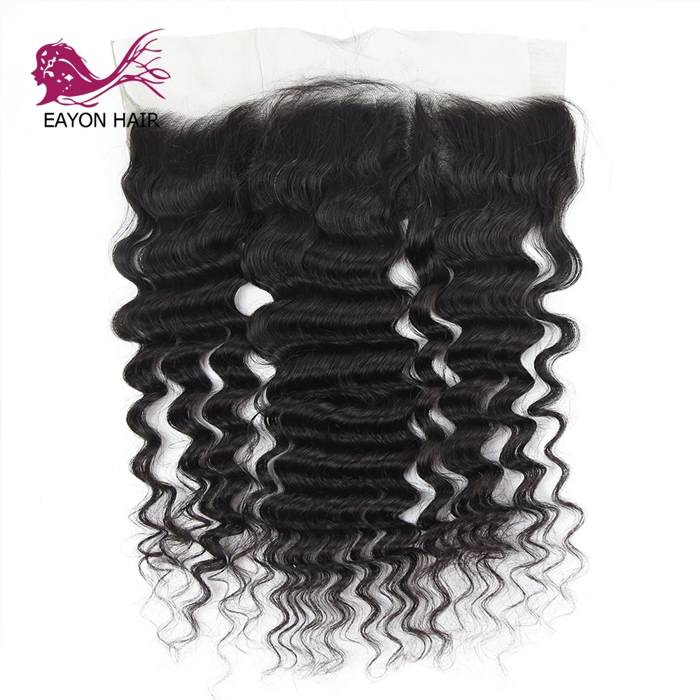 EAYON HAIR Brazilian Deep Wave 13x4 Lace Frontal Closure 100% Remy Human Hair For Women High-end French Lace Color Free Part