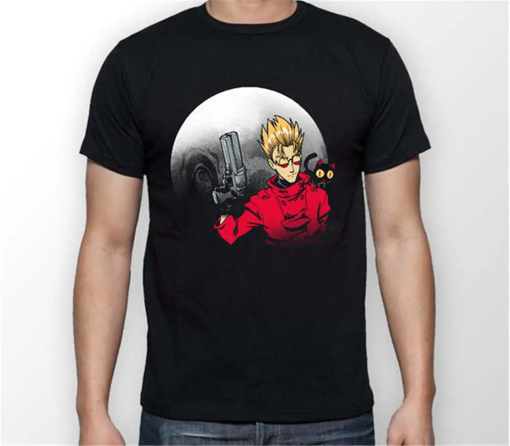 

2018 Summer Style T Shirt Trigun Vash The Stampede Moon Anime Manga Unisex Tshirt T-Shirt Tee A Black T-Shirt T shirt MeLL SIZES