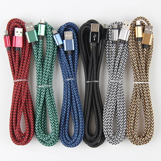 

New Arrival 1m 2m 3m Round Fabric Fast charger Data sync cable for Apple Iphone 7 5G 6G For ipad One-piece head 200pcs/lot