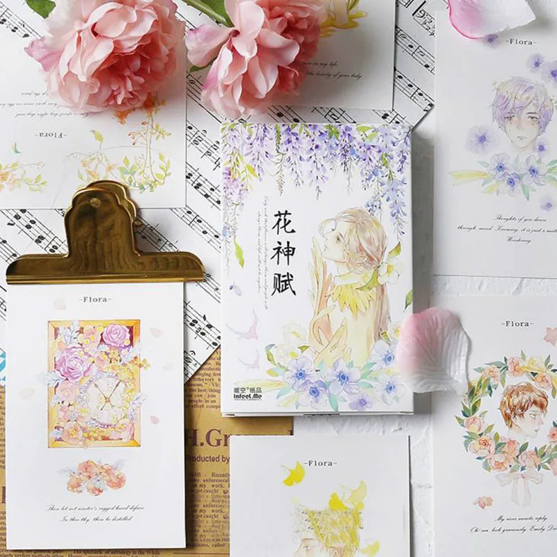 

30Sheets/Pack Vintage Flower Flora Card Postcard DIY Greeting Card Note Cards Bookmark Gifts Office and School Stationery
