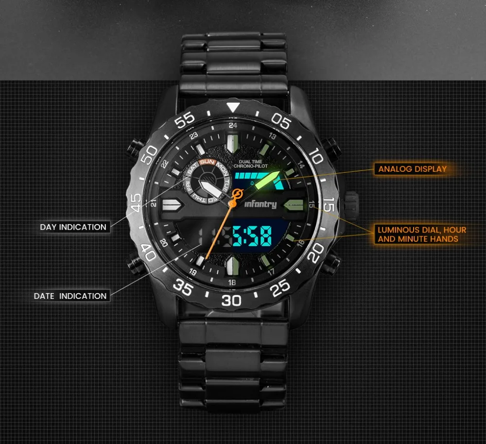Men Military Watch LED Digital Quartz