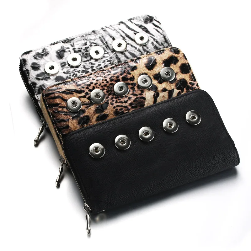 

20cm*10cm Simple 5 Buttons Bag Snap Button Purse Genuine Leather Wallet Bags Charms Jewelry For Women Fit 18mm Snap Jewelry 8497