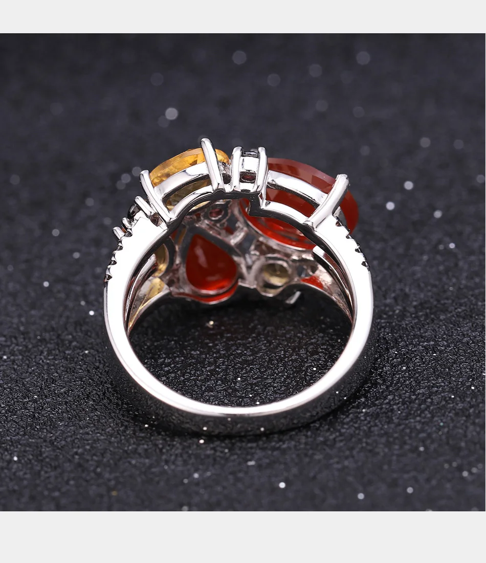 GEM'S BALLET, натуральный красный агат, геометрический сердолик, кольца, хорошее ювелирное изделие, 925 пробы, серебро, драгоценный камень, Винтажное кольцо для женщин, бижутерия