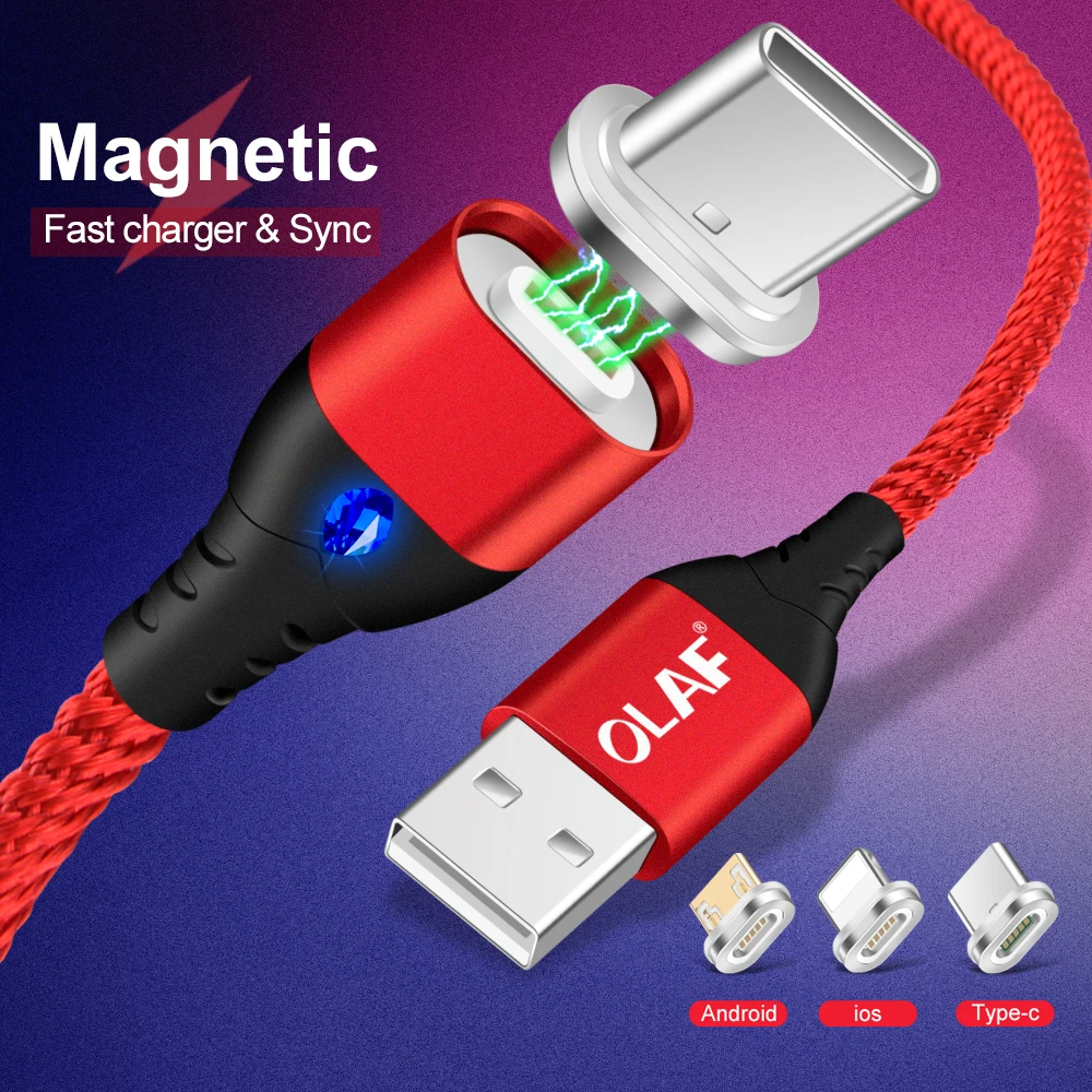 أولاف كابل مغناطيسي usb C نوع C 5A سريع شحن الهاتف usb نوع-C المغناطيس كابلات الهاتف المحمول لسامسونج s8 S9 pocophone F1 Mi8