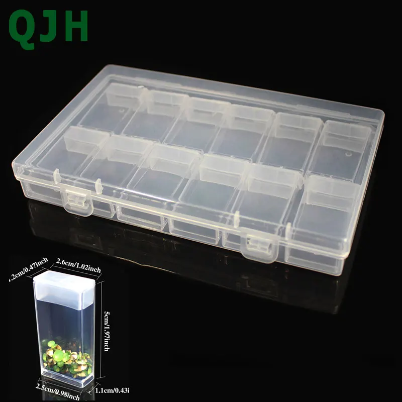 

1pcs Removable 12 Grids Clear Plastic Storage Boxes Organizer Rhinestone Nail Art Diamonds Beads Storage Container Boxes