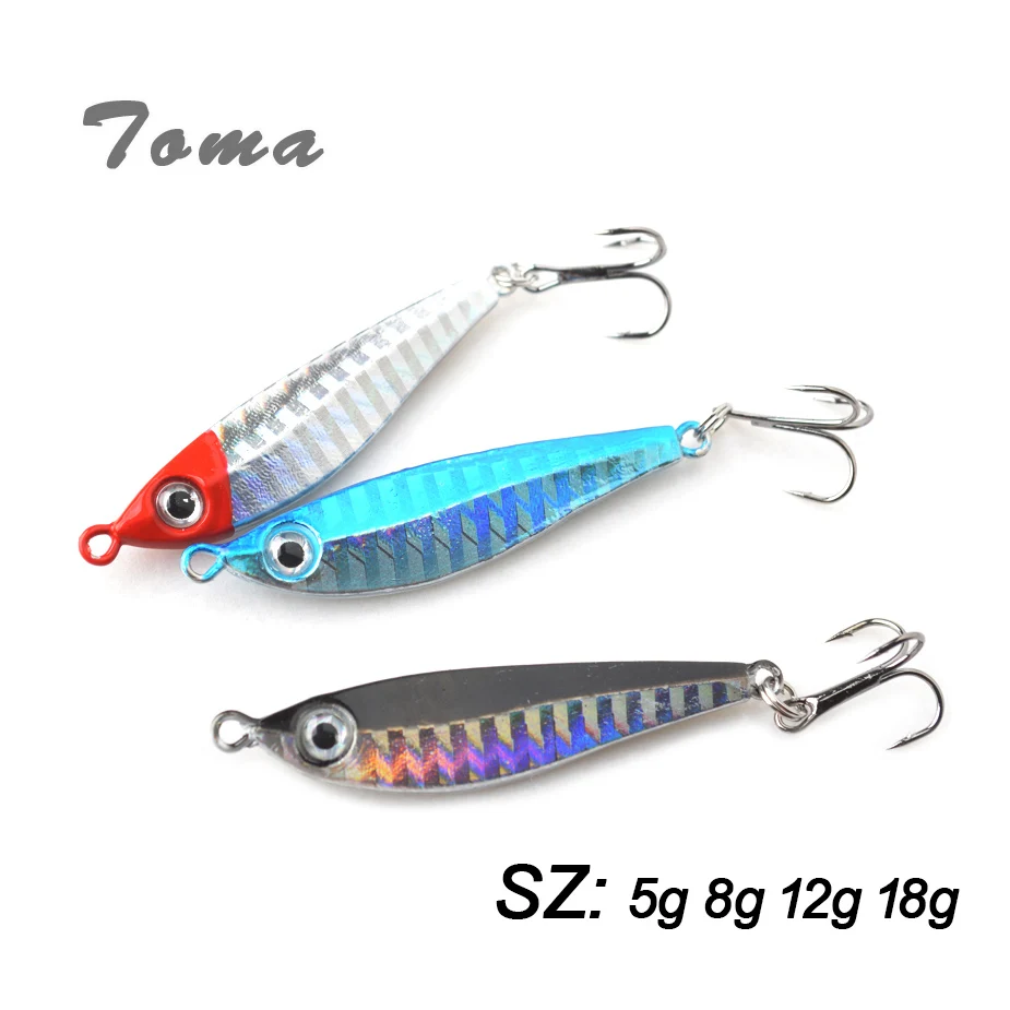 

TOMA 5PCS/lot Mini Metal Jigging Fishing Lures 5g 8g12g 18g Slowly Sinking Lead Fish Jig Lure Spoon Hard Bait Vibration