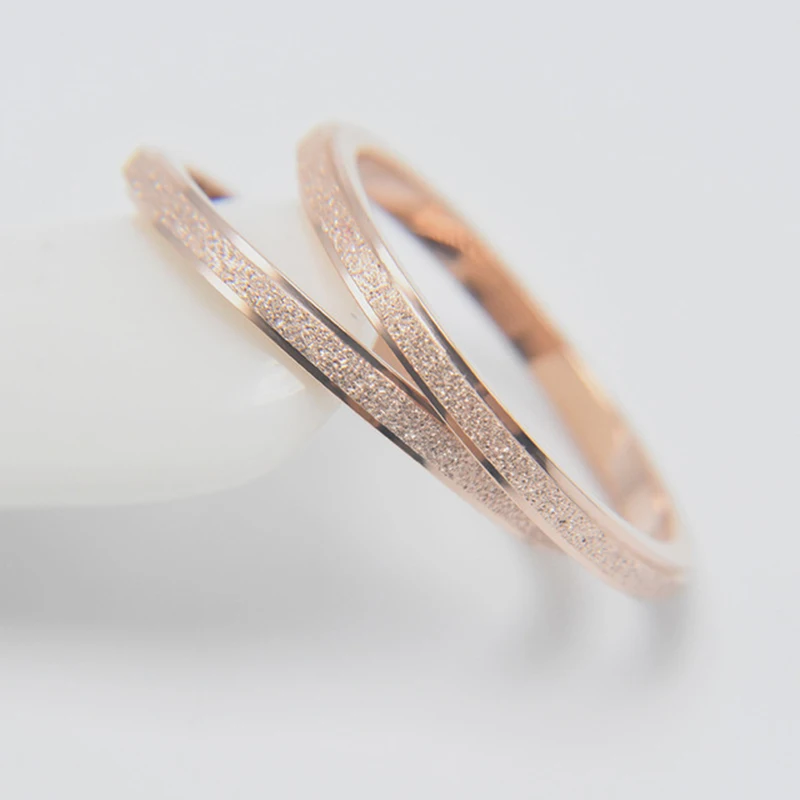 KNOCK Высокое качество модные простые скраб нержавеющая сталь женские кольца 2 мм ширина розовое золото цвет палец подарок для девушки ювелирные изделия