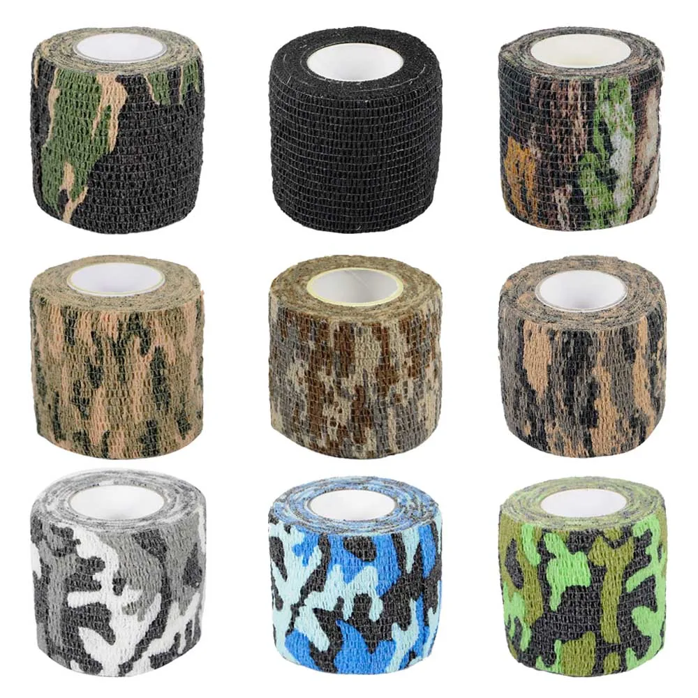 

4.5M Military 1 Roll Camouflage Camo Stretch Bandage Adherent Tape Wrist Ankle Protector Tape for Hunting Shooting Sports Safety